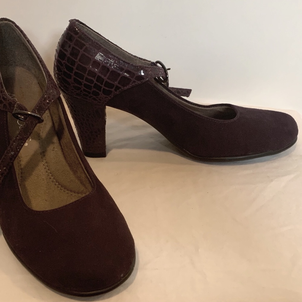 Purple suede and leather shoes